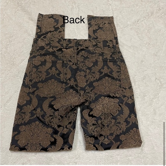 7 For All Mankind black / gold color tapestry skinny pants - Picture 4 of 16